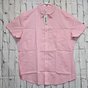 COOFANDY Men's‎ Button Down Muscle Fit Dress Shirt Short Sleeve Pink Mens Sz XL